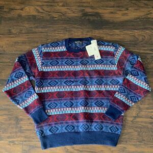 VTG Reed St. James Mens Pullover Sweater NWT XXL cool design blue and red
